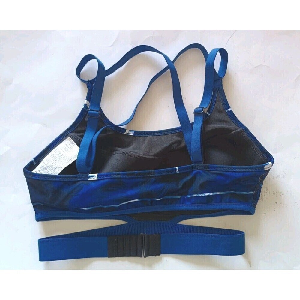 PUMA Sports Bra Size Medium Powershape Future Mid Impact Black Blue Strappy - Picture 5 of 13